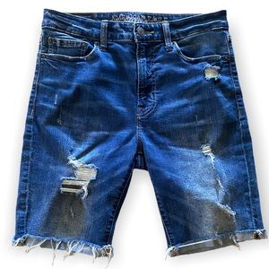 American Eagle Outfitters Extreme Flex Distressed Mid Rise Jean Shorts